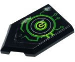 Tile, Modified 2 x 3 Pentagonal with Lime Power Switch and Circuitry Pattern Model Left Side (Sticker) - Set 72003