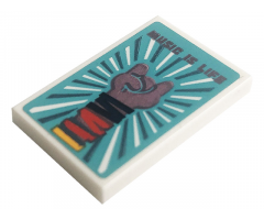 Tile 2 x 3 with 'MUSIC IS LIFE', Bracelets and Sign of the Horns Hand Pattern (Sticker) - Set 41256