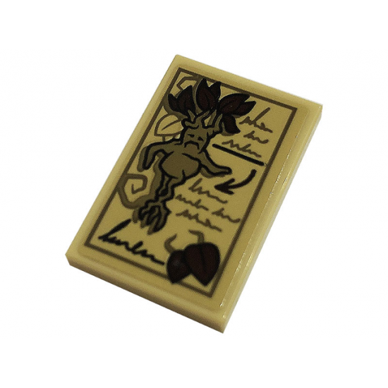 Tile 2 x 3 with Mandrake, Leaves, Writing and Arrow Pattern (Sticker) - Set 76384