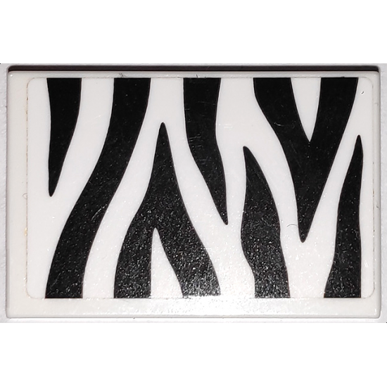 Tile 2 x 3 with Black Zebra Stripes Camouflage Pattern (Sticker) - Set 60267