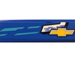 Tile 1 x 4 with Medium Azure Stripes and Yellow and Silver Chevrolet Logo Pattern Model Left Side (Sticker) - Set 75891