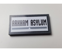 Tile 2 x 4 with 'ARKHAM ASYLUM' Pattern (Sticker) - Set 70912