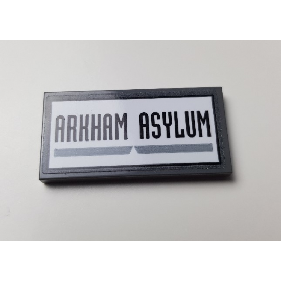 Tile 2 x 4 with 'ARKHAM ASYLUM' Pattern (Sticker) - Set 70912