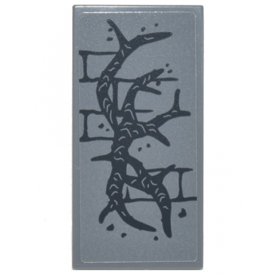 Tile 2 x 4 with Black Brick Wall Mortar and Roots Pattern (Sticker) - Set 75810