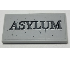 Tile 2 x 4 with 'ASYLUM' and Stone Pattern (Sticker) - Set 70912