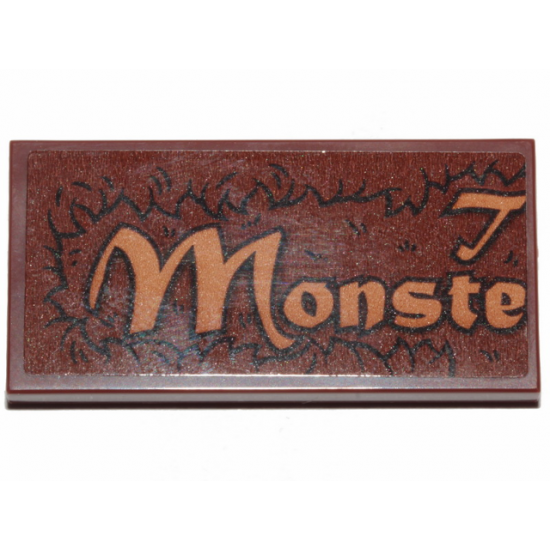 Tile 2 x 4 with 'T', 'Monste' and Fur Pattern (Sticker) - Set 30628