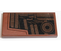 Tile 2 x 4 with SW MTT Dark Brown Mechanical Parts Pattern Model Right Side (Sticker) - Set 75058