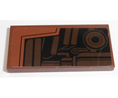 Tile 2 x 4 with SW MTT Dark Brown Mechanical Parts Pattern Model Left Side (Sticker) - Set 75058