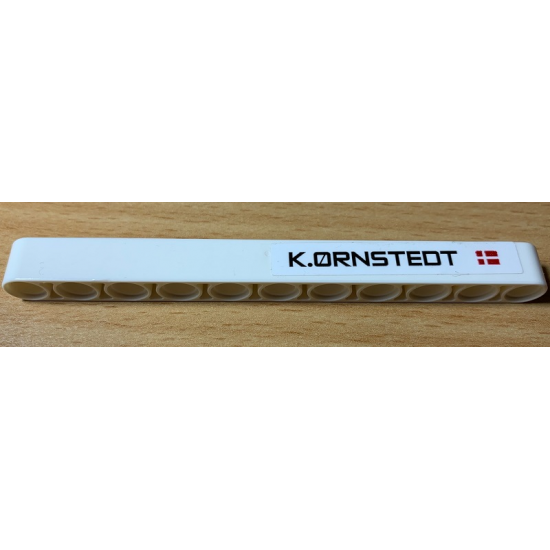 Technic, Liftarm 1 x 11 Thick with 'K.ORNSTEDT' and Denmark Flag Pattern (Sticker) - Set 42077