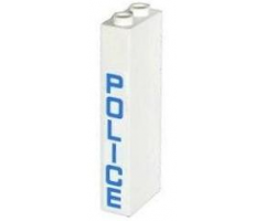 Brick 1 x 2 x 5 with Blue 'POLICE' Vertical Pattern on Side (Sticker) - Set 60044