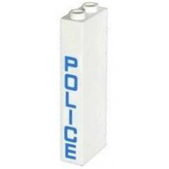 Brick 1 x 2 x 5 with Blue 'POLICE' Vertical Pattern on Side (Sticker) - Set 60044