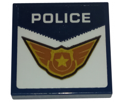 Tile 2 x 2 with White 'POLICE' and Gold Badge with Wings Pattern (Sticker) - Set 60210