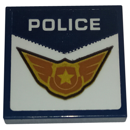 Tile 2 x 2 with White 'POLICE' and Gold Badge with Wings Pattern (Sticker) - Set 60210