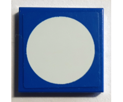 Tile 2 x 2 with White Circle on Blue Background Pattern (Sticker) - Set 8214