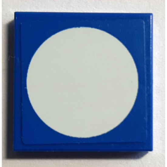 Tile 2 x 2 with White Circle on Blue Background Pattern (Sticker) - Set 8214