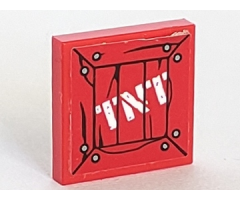 Tile 2 x 2 with White 'TNT' on Wood Boards Pattern (Sticker) - Set 70912