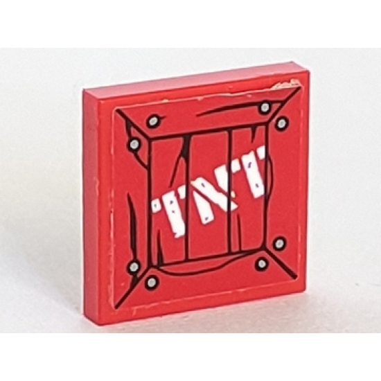 Tile 2 x 2 with White 'TNT' on Wood Boards Pattern (Sticker) - Set 70912