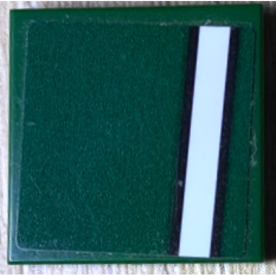 Tile 2 x 2 with Black Lines and White Stripe Pattern Model Left Side (Sticker) - Set 75894