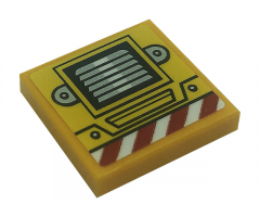Tile 2 x 2 with Silver Air Vent and Red and White Danger Stripes Pattern (Sticker) - Set 80008