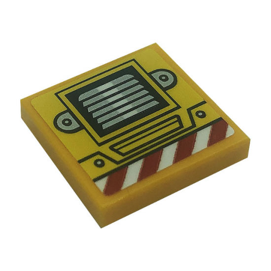 Tile 2 x 2 with Silver Air Vent and Red and White Danger Stripes Pattern (Sticker) - Set 80008