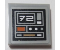 Tile 2 x 2 with SW Control Panel with Number 72, Dark Orange, Dark Tan, Light Bluish Gray and White Dots and Rectangles Pattern Model Right Side (Sticker) - Set 75059