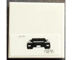 Tile 2 x 2 with Black Car Silhouette and Digital '15895' Pattern (Sticker) - Set 8214