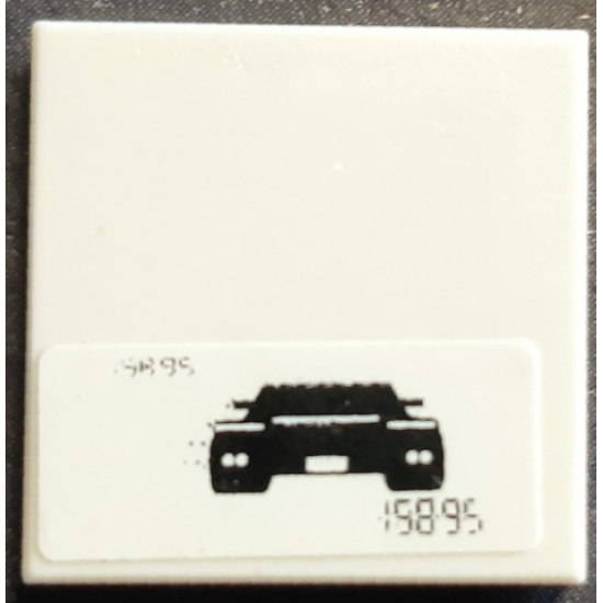 Tile 2 x 2 with Black Car Silhouette and Digital '15895' Pattern (Sticker) - Set 8214