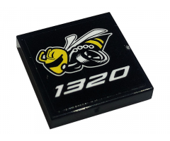 Tile 2 x 2 with Angry Bee and White '1320' Pattern (Sticker) - Set 76904