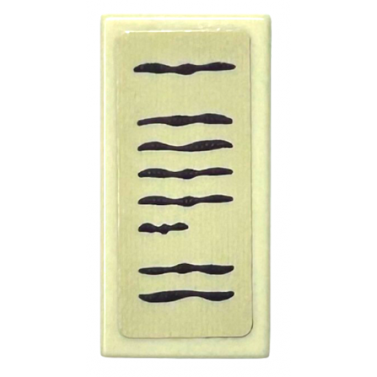 Tile 1 x 2 with Dark Brown Lines / Writing on Tan Background Pattern (Sticker) - Set 75969