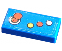 Tile 1 x 2 with Joystick and Yellow, Red and White Buttons Pattern (Sticker) - Set 41231