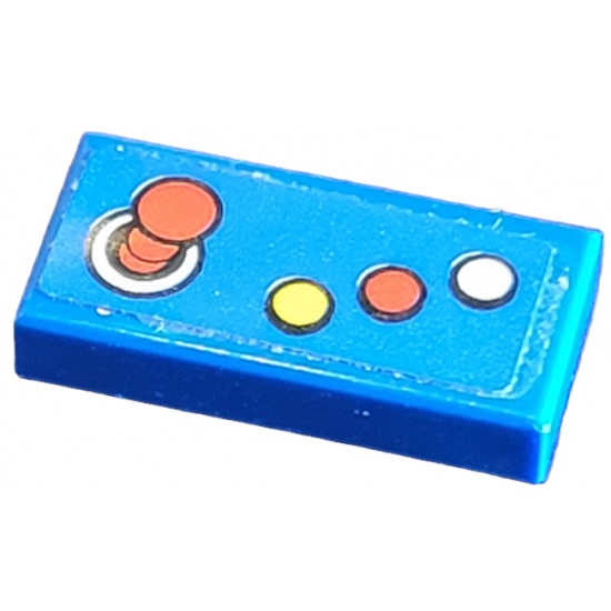 Tile 1 x 2 with Joystick and Yellow, Red and White Buttons Pattern (Sticker) - Set 41231