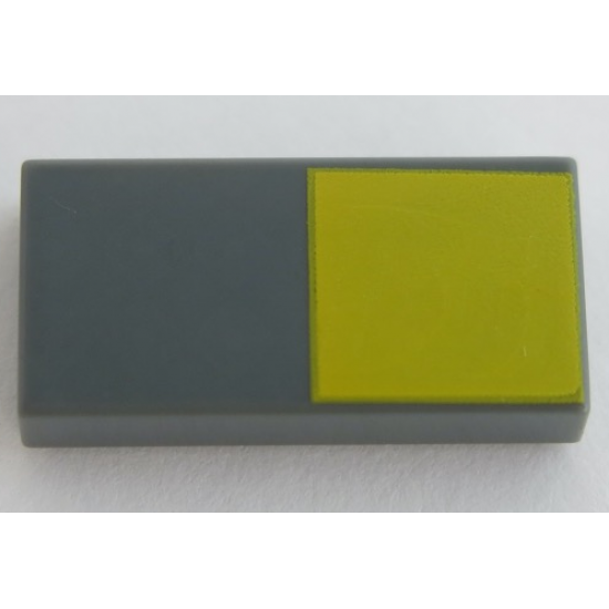 Tile 1 x 2 with Yellow Square Pattern