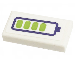 Tile 1 x 2 with Dark Purple and Lime Battery Charge Indicator Pattern (Sticker) - Set 41443