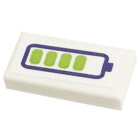 Tile 1 x 2 with Dark Purple and Lime Battery Charge Indicator Pattern (Sticker) - Set 41443
