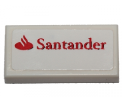 Tile 1 x 2 with Santander Logo Pattern (Sticker) - Set 40190