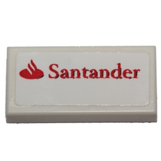 Tile 1 x 2 with Santander Logo Pattern (Sticker) - Set 40190