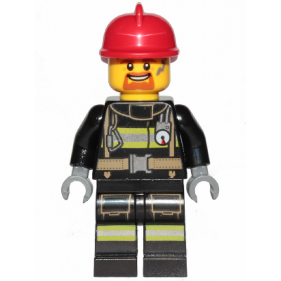 Fire - Reflective Stripes with Utility Belt, Red Fire Helmet, Goatee
