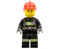 Fire - Reflective Stripes with Utility Belt, Red Fire Helmet, Lopsided Smile