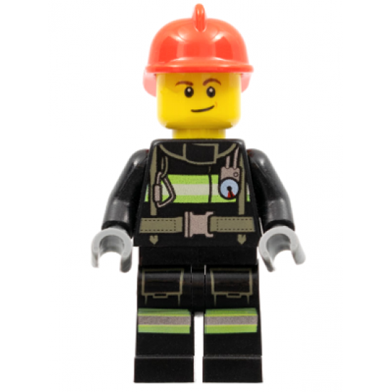 Fire - Reflective Stripes with Utility Belt, Red Fire Helmet, Lopsided Smile