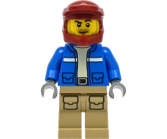 Wildlife Rescue Explorer - Male, Blue Jacket, Dark Red Helmet, Dark Tan Legs with Pockets, Beard