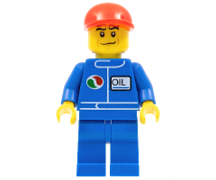 Octan - Blue Oil, Blue Legs, Red Short Bill Cap, Crooked Smile