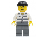 Police - Jail Prisoner 50380 Prison Stripes, Dark Bluish Gray Legs, Black Knit Cap, Smirk and Stubble Beard