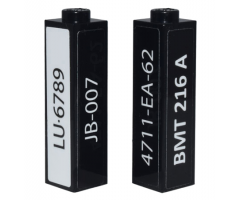 Brick 1 x 1 x 3 with 'LU·6789' 'JB-007' '4711-EA-62' 'BMT 216 A' Pattern on All Sides (Stickers) - Set 10262