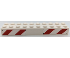 Brick 2 x 10 with Red and White Danger Stripes and Rivets Pattern Model Left Side (Stickers) - Set 75917