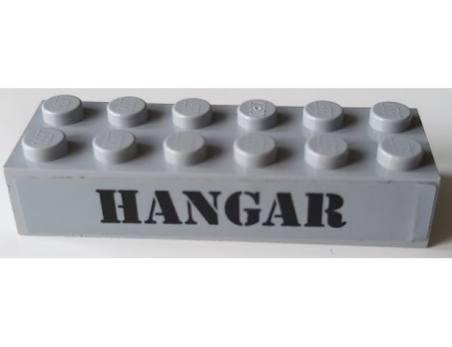 Brick 2 x 6 with Black 'HANGAR' Pattern (Sticker) - Set 60103