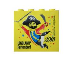 Brick 2 x 4 x 3 with LEGOLAND Feriendorf 2018 Pirate with Moustache Dancing Pattern