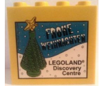 Brick 2 x 4 x 3 with Legoland Discovery Centre Frohe Weihnachten and Christmas Tree Pattern