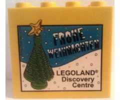 Brick 2 x 4 x 3 with Legoland Discovery Centre Frohe Weihnachten and Christmas Tree Pattern