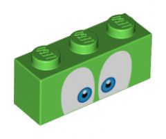 Brick 1 x 3 with Eyes Blue and Black on White Background Pattern (Larry)