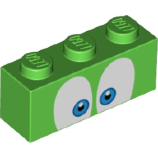 Brick 1 x 3 with Eyes Blue and Black on White Background Pattern (Larry)